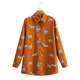 Women's New Long-Sleeved Animal Zebra-Print Shirt