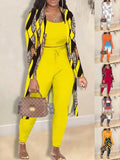 Popular Style Autumn And Winter Women's Fashion Sexy Coat Trousers Three-Piece Set-Outfit