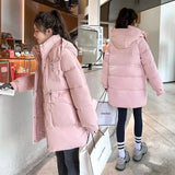 Down Cotton Clothing Women's Long Style 2024 Winter New Loose Large Size Small Thick Cotton-Padded Jacket Cotton Coat-Outfit