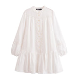 Homemade New Women's Classic Lace Round-Neck Long-Sleeved Dress