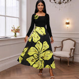 Collar Long-Sleeved Collared Dress With Colorful Dress Elegant Body-Repair A Party Evening Dress Dress