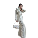 Fashion Bumpy Drawstring Tight Top Sleeker Sleeker Trousers Set In Autumn