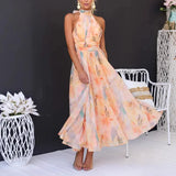 French Temperament Dopamine Color Long Dress Seaside Fairy Holiday Oil Painting Dress Dress Dress Dress Dress Dress