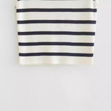 New Bicolor Striped Slim Short Version Short-Sleeved Knitted Blouse-Outfit