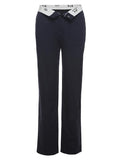 straight leg trousers with a foldable