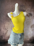 Toloer Color Lemon Yellow Vest Female Dopamine Wear With Stereo Flower Sling Handmade Hook Flower Diagonal Shoulder