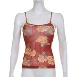 Printed Mesh Crop Cami Top-Outfit