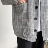 New Hong Kong Style Plaid Jacket Women's Autumn Korean Version Of The Original Sufeng Men's Loose And Thin Casual Suit-Outfit