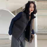 Standing Collar Down Vest Female Wear Light Warm Design Feeling Warm White Duck Down Vest Big Mouth Horse Clip Big Size Tide-Outfit