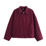 Autumn Women's Fashion Three-Color Solid Color Zipper Wool