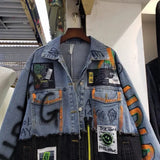 Cloth Stitching Denim Mid-length Jacket-Outfit