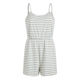 Popular Style Wish Casual Cotton Striped Jumpsuit Shorts-Outfit
