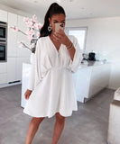 Early Autumn New V-Collar Dress Ins Casual Home Loose Multicolor Dress For Women-Outfit