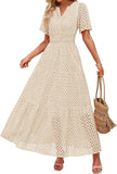 Women's V-Neck A-Shaped Hollow Lace Cake