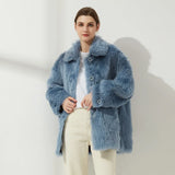 Women Sheepskin Wool Coat Ladies Winter Single Breasted Genuine Fur Outwear Jacket Oversize Warm Luxury