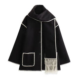 Women's Clothing 2025 Autumn And Winter New Fashion Wool Coat Thick Loose With Scarf Tid