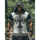 Men's Short-Sleeved Loose Casual Hoodie 3D National Style Digital Printing Short