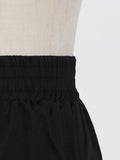 Black Patchwork Pocket Skirt For Women High Waist Drawstring Midi Casual Skirts Female Fashion New Clothing
