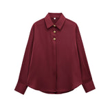Silk Lithry Shirt 2025 Spring New Women's Fashion Gold Buckle
