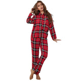Toloer Ladies Red Checked Long Sleeves Autumn And Winter Home Clothes Two-Piece Suit Can Be Worn Outside Ebay-Outfit