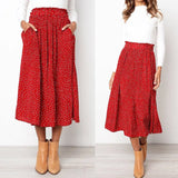 Toloer Into The Fashion Polka Point 2024 Sweet Pocket Pleated Skirt Length Skirt-Outfit