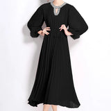 Heavy Industry Set Diamond Wool Sleeves High-Grade Pressure Folding Dress Women Loose Strap Belt Belt Elegant Long