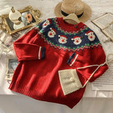 Red Santa Crew Neck Sweater Women Winter Sweater Clothes 2021 Fall New Year Cute Korean Fashion Women Pullover
