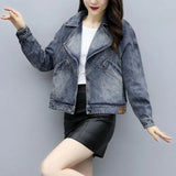 Toloer 2024 New Korean Version Of Temperament Denim Coat Female Student Fashion Versatile Korean Version Ins Tide Web Red Trend-Outfit