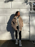 Women's Autumn And Winter Fashion Colliding Splicing Lead Resin Zipper To Keep Warm Imitation Lamb
