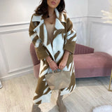 New Autumn Women's Dress A Number Of Stylish Long-Sleeved Collar Coat Prints This