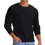 Toloer Men's New Waffge Solid Color Round Collar Long Sleeve Sleeve Sweater Fashion Casual Men's Sweater