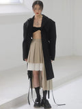 Casual Patchwork Irregular Hem Skirt For Women High Waist Loose Colorblock Mini Skirts Female Clothing 2021