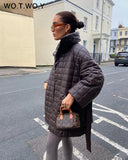 Oversized Cotton Padded Leather Parkas Women Belted Thick Winter Jackets Ladies Casual Solid Warm Coat Female