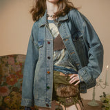 Toloer Sense Denim Jacket Female Spring And Autumn Outfit 2024 New Popular Logo Loose Niche Retro Do Old Jacket Bf