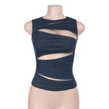 Summer 2025 New Women's Clothing Hottie Sexy Hollow Imitation Cowboy Vest Top