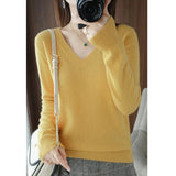 Winter Knitted Pullovers Cashmere Sweater Women V-neck 2022 Soft Knitwear Jumpers Basic Sweaters New Bottoming Tops