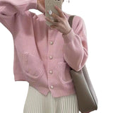 Xiaoxiangfeng Short Sweater Women's 2024 Autumn Soft Waxy Sweet Single-Breasted Round-Neck Sweater Tide-Outfit