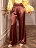 Printed Pantyhose Kit Rope Tie With Loose Blouse And Casual Broad Leg Pants Two-Piece