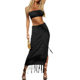 New Hollow Bikini Hooded Bragy Skirt Two-Piece Thaid With Lyso Beach Sunscreen
