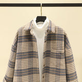 Toloer Thick Hair Coat Women 2025 Autumn And Winter New Shirt Port Loose Long-Sleeved Grinding Lattice Plus Velvet Shirt