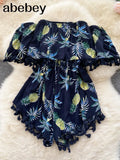 Floral Women Jumpsuits Summer Beach Wide Leg Overalls Fashion Korean Playsuits Bohemian Print Strap