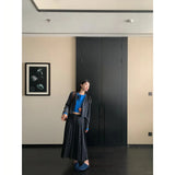 Autumn Thin High-End Design Splicing Fake Two Knitted Cardigan High-Waist Loose Half-Dress