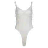 Spring And Summer Women's New Solid Color Sexy Hottie V-Neck Mesh Splicing Repair Slim Thin Joint