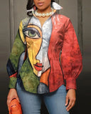 Independent Station New Fashionable Printed Ladies' Long-Sleeved Shirts From Stock-Outfit