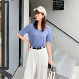 Modal T Shirt Women Summer Candy Color O Neck Basic Tshirts 9 Colors Tees for Ladies Ins Comfortable Female