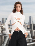 Toloer Girl Wind Knit Sweater Female 2024 Summer New Half High Collar Slim Show Thin Kink Senior Sense Hollow Top-Outfit