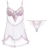 Pajamas Women's Autumn And Winter Abstinence Lace Mesh Steel Tender Slings Aja Nylon Home Clothes