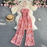 Toloer New 2023 Summer Korean Version Of The Retro Wind Dye Neck Jumsuit Female Show Thin Chest Straight Tube Wide Leg