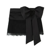 New Silk-Sense-Sensitive Bow Trim Lace-In-Use 466114 Miniskirt