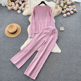 Suit Female French Gentle Wind Loose Jersey Sweater High Waist Thin Trousers